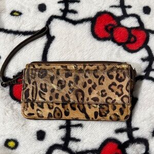 Leopard Print Wristlet Clutch - Brown